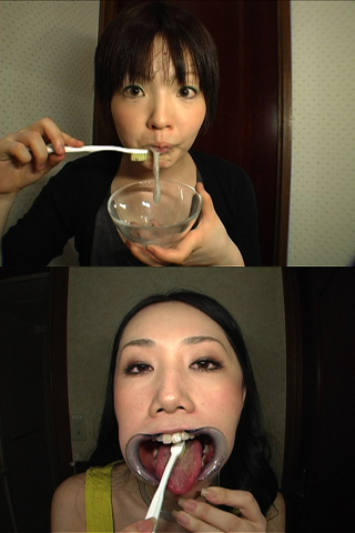 美女の歯磨き【汚ベロ磨き・ザーメン磨き・口開唾溜め磨き】